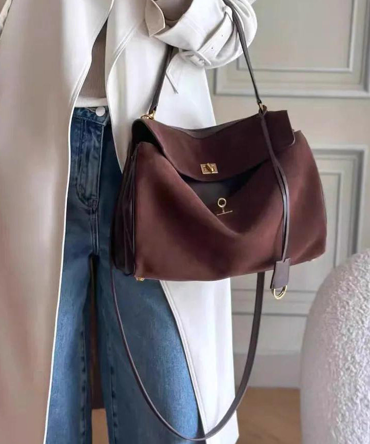 Boutique Red Versatile Suede Satchel Handbag