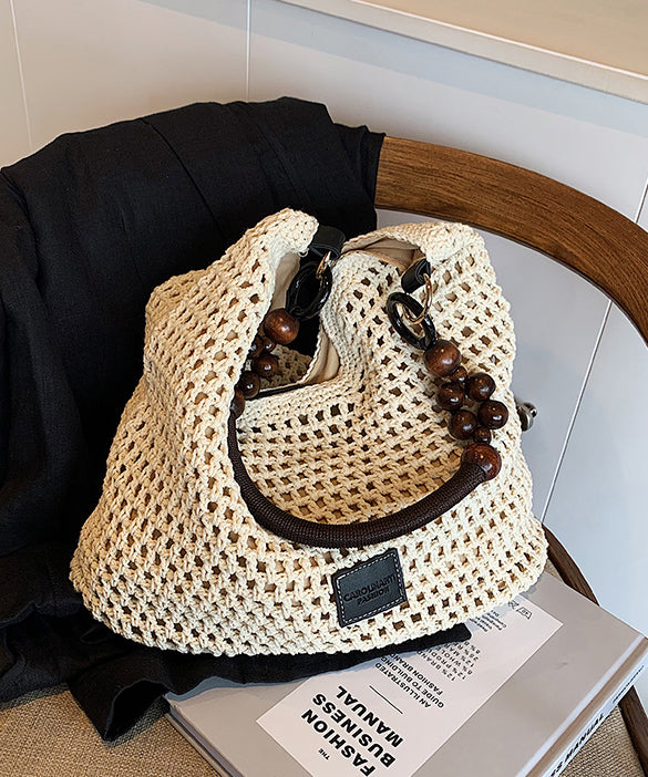 Bag Woven Capacity Hollow Brown Out Large Shoulder