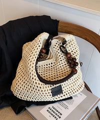 Bag Woven Capacity Hollow Brown Out Large Shoulder
