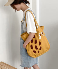 Cartoon Embroidered Drawstring Canvas Large Capacity Shoulder Bag SX1029