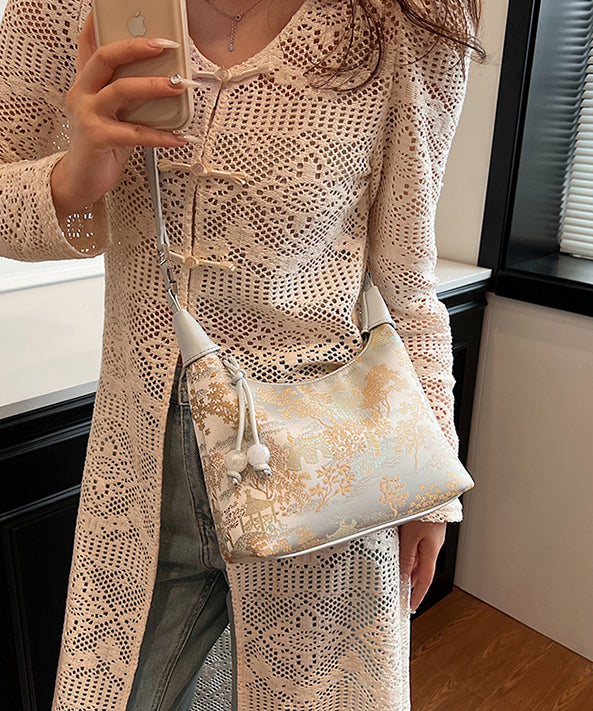 Chinese Style Beige Embroidered Crossbody Bag II038