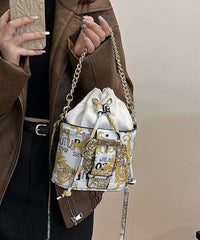Fashionable Black Printed Chain Crossbody Bag