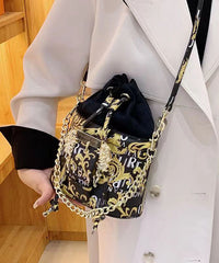 Fashionable Black Printed Chain Crossbody Bag