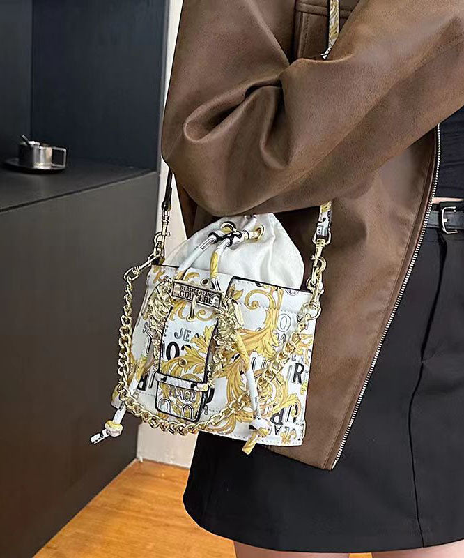 Fashionable Black Printed Chain Crossbody Bag