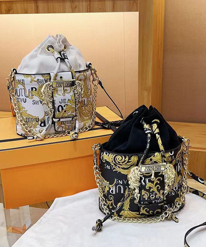 Fashionable Black Printed Chain Crossbody Bag