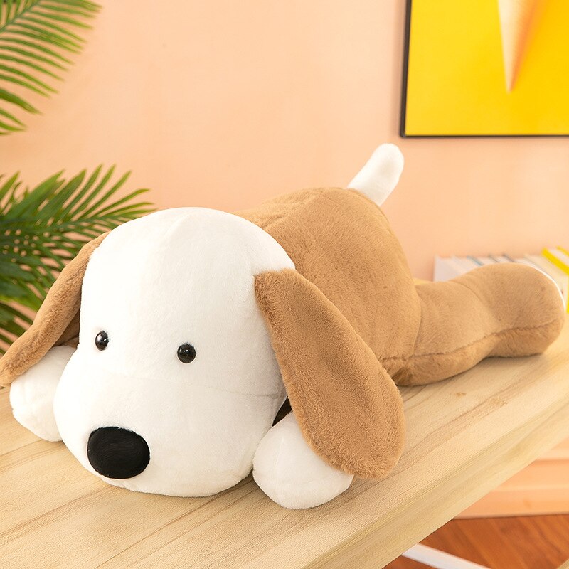 Neues riesiges Hundeplüschtier, großer schlafender Hund, ausgestopfter Welpe, Puppe, weiches Tierspielzeug, Cartoon-Kissen, Baby-Rückenkissen, Mädchen, Geburtstagsgeschenk 