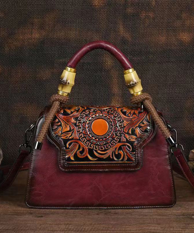 Green Hand Carved Retro Chinese Style Tote Handbag