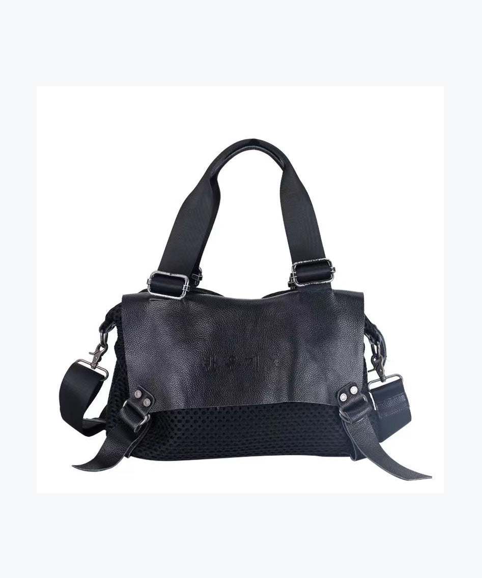 High-Capacity Casual Black Messenger Bag