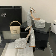 High-heeled Square-toe Sandals