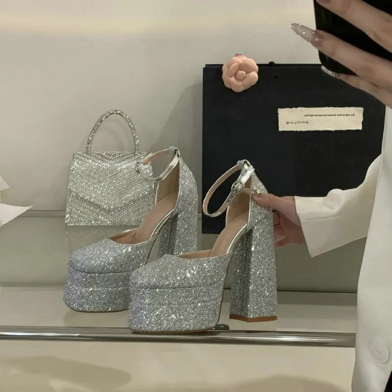 High-heeled Square-toe Sandals