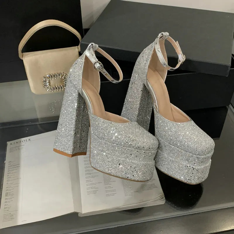 High-heeled Square-toe Sandals
