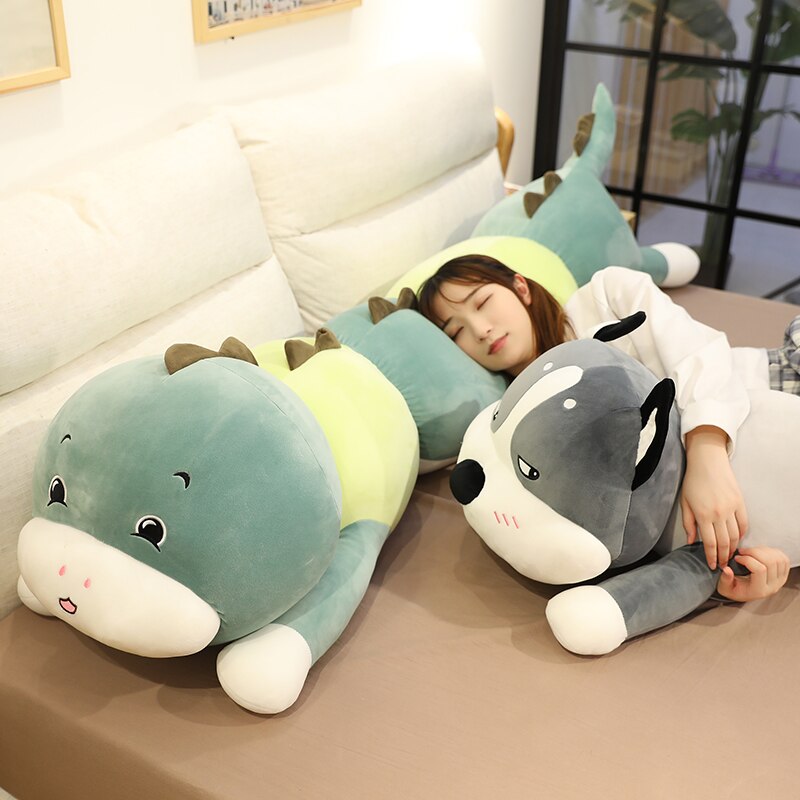 New Huggable Big Long Cute Dinosaur Plush Toy Soft Cartoon Animal Angel Stuffed Doll Boyfriend Pillow Kids Girl Birthday Gift