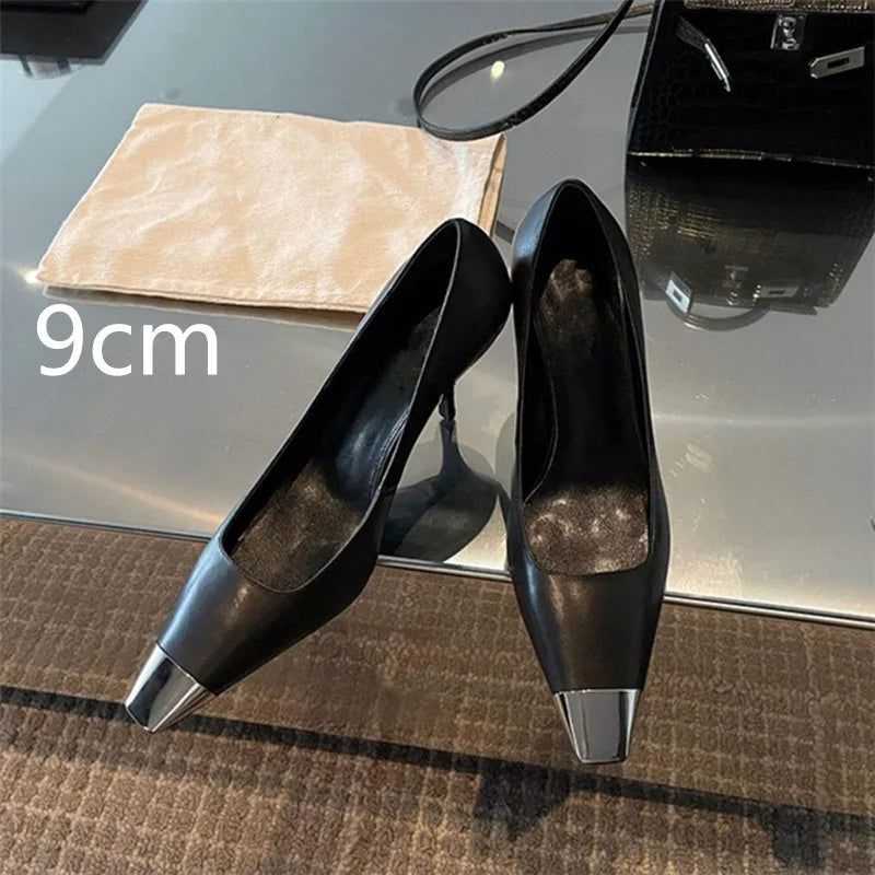 Metal Square Toe Patent Leather Shoes