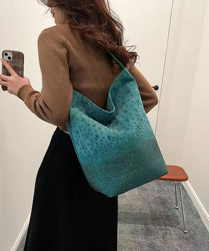 Rose Large Capacity Zircon Faux Suede Shoulder Bag