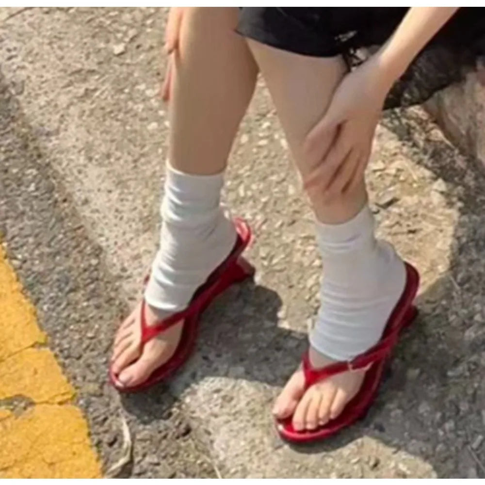 Sexy Designer Buckle Clip Toe Women Slippers Wedges High Heels