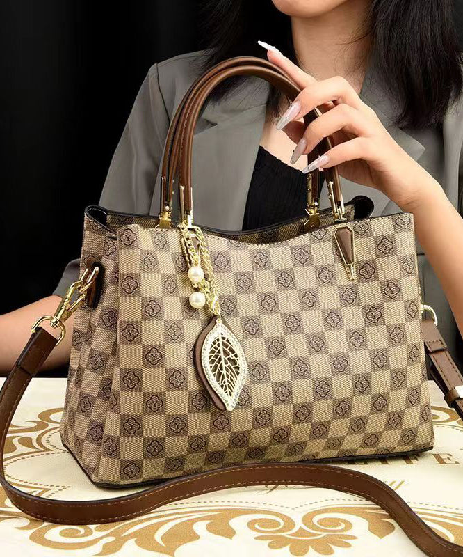 Versatile Brown Solid Durable Leather Tote Handbag
