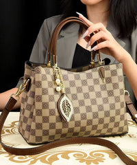 Versatile Brown Solid Durable Leather Tote Handbag