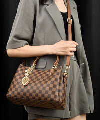 Versatile Brown Solid Durable Leather Tote Handbag