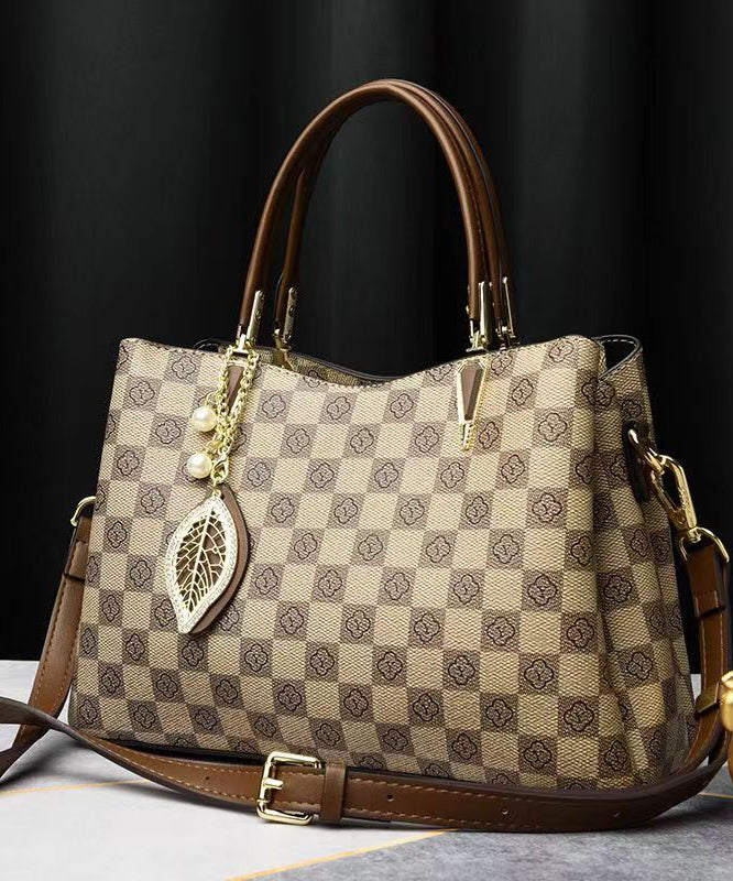 Versatile Brown Solid Durable Leather Tote Handbag