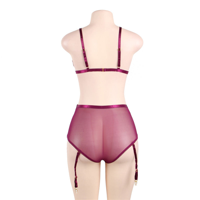 Plus Size Velvet Sexy Three-Point Bra Set
