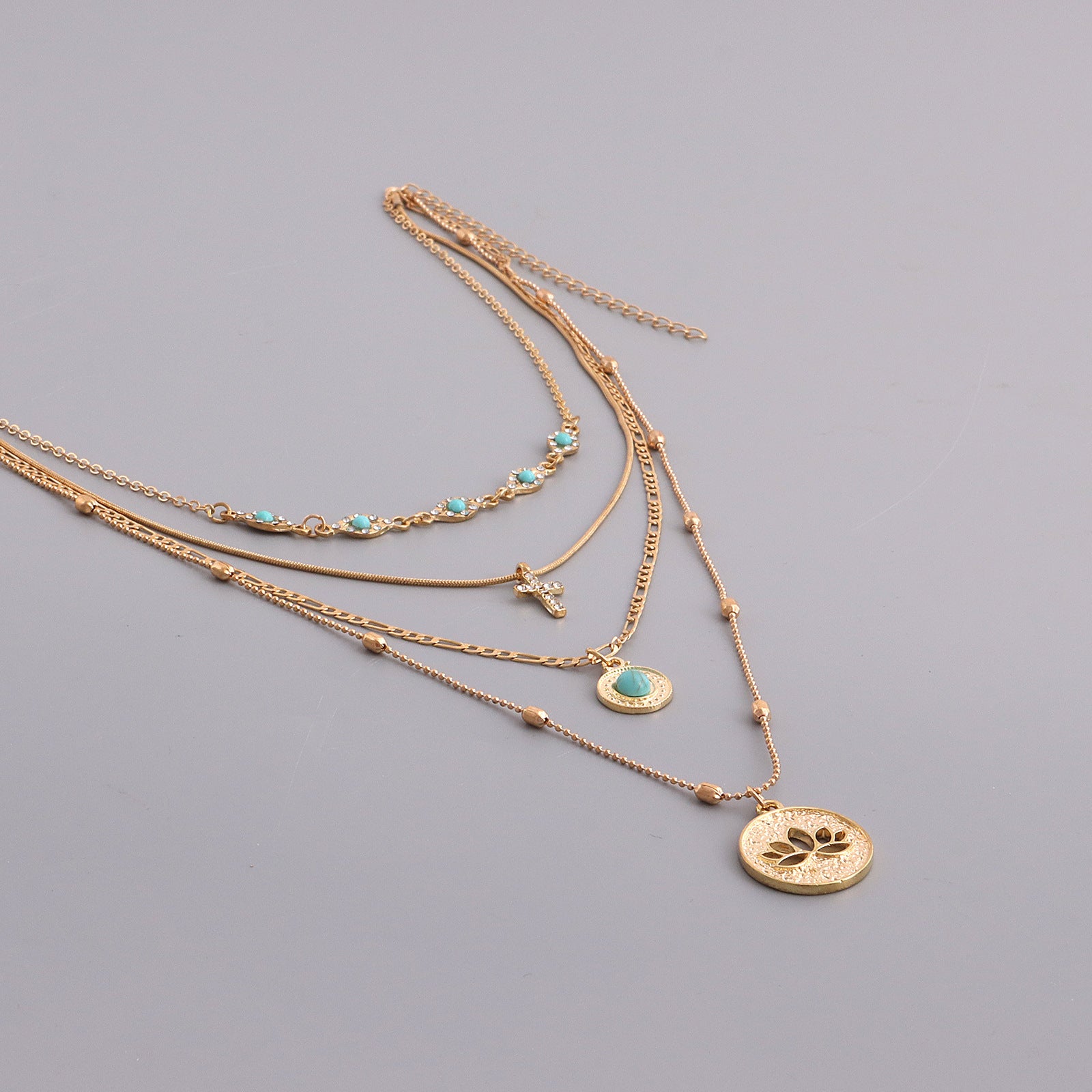 Flower Diamond Cross Pendant Necklace
