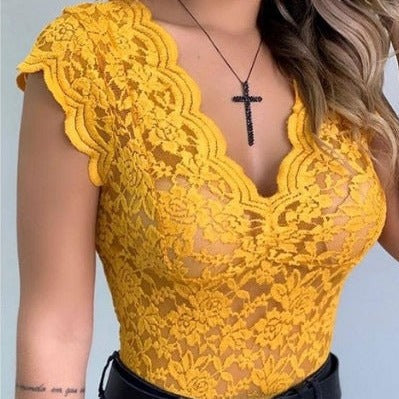 Sexy Lingerie Lace Deep V Corset