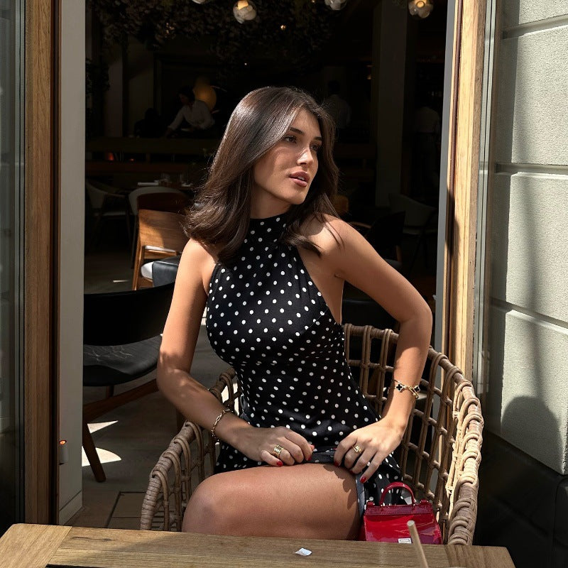 Halter Neck Polka Dot Mini Dress