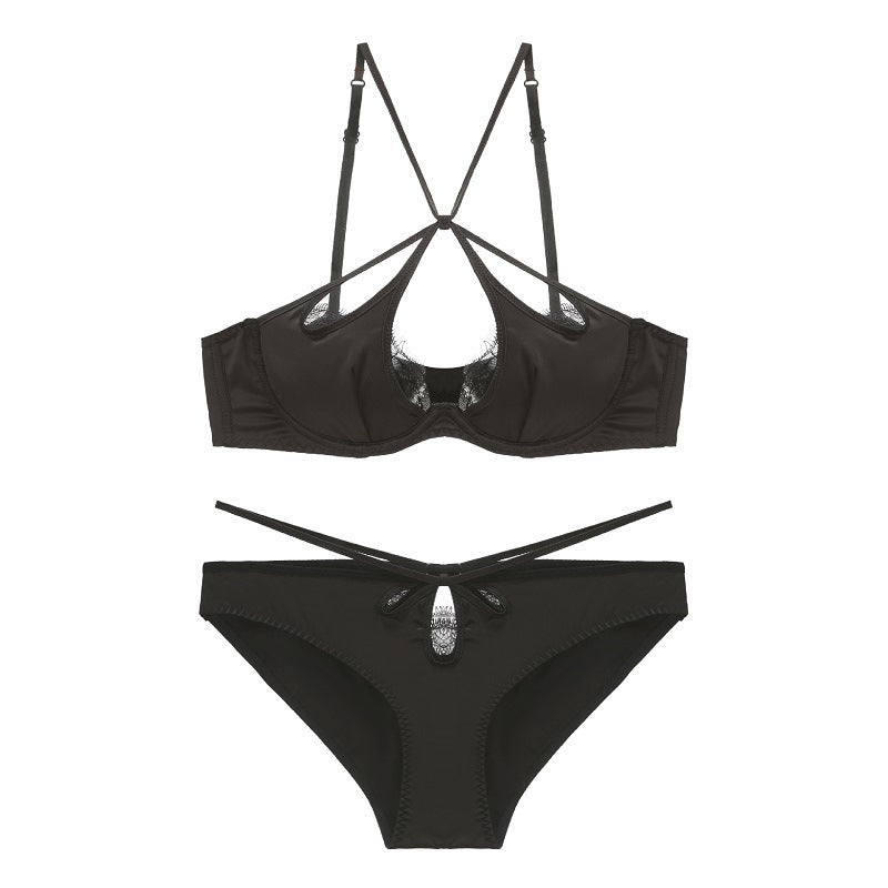 Satin Crossover Tie Soft Underwire Bralette Set