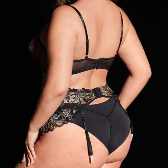 Plus Size Black Sexy Mesh Bralette Set
