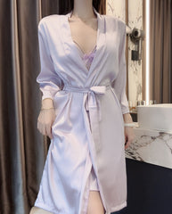 Lace Hollow Back Pajamas Robe Two-piece Set