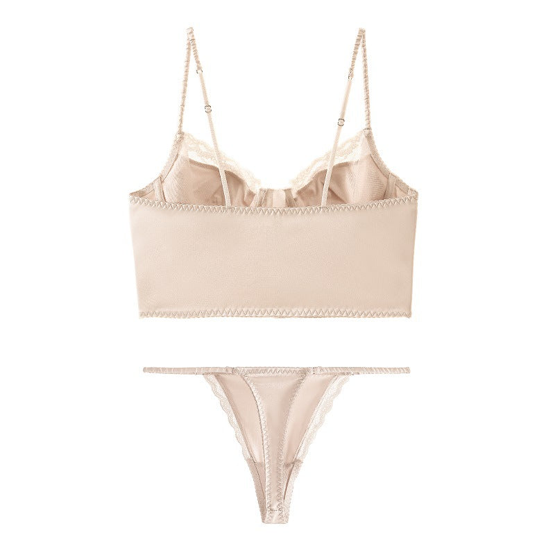 New Arrival Button Front Corset Satin Bralette Set
