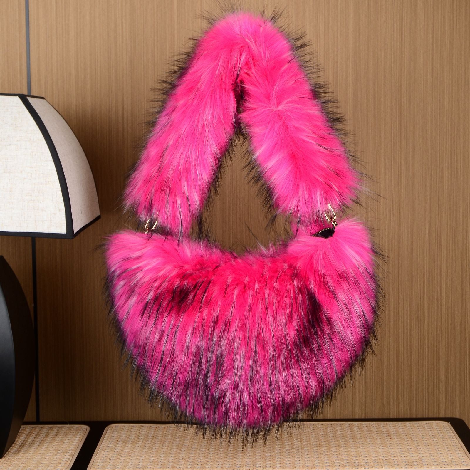 Solid Color Plush Shoulder Bag
