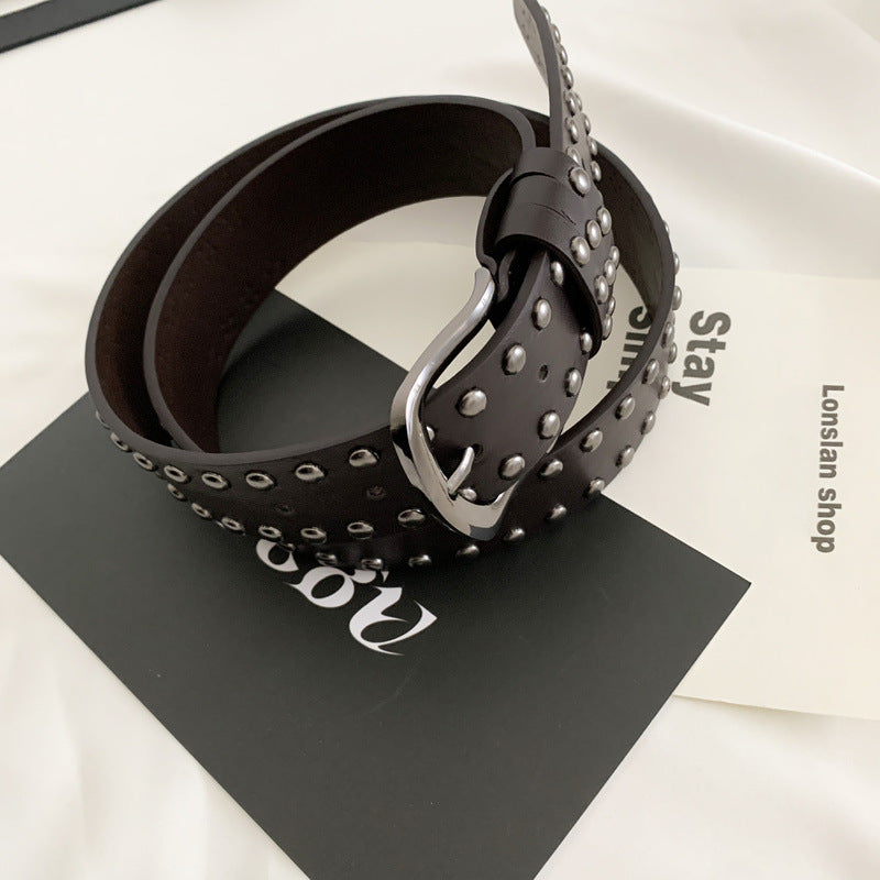 y2k -Punk Style Double-Row Rivet Belt