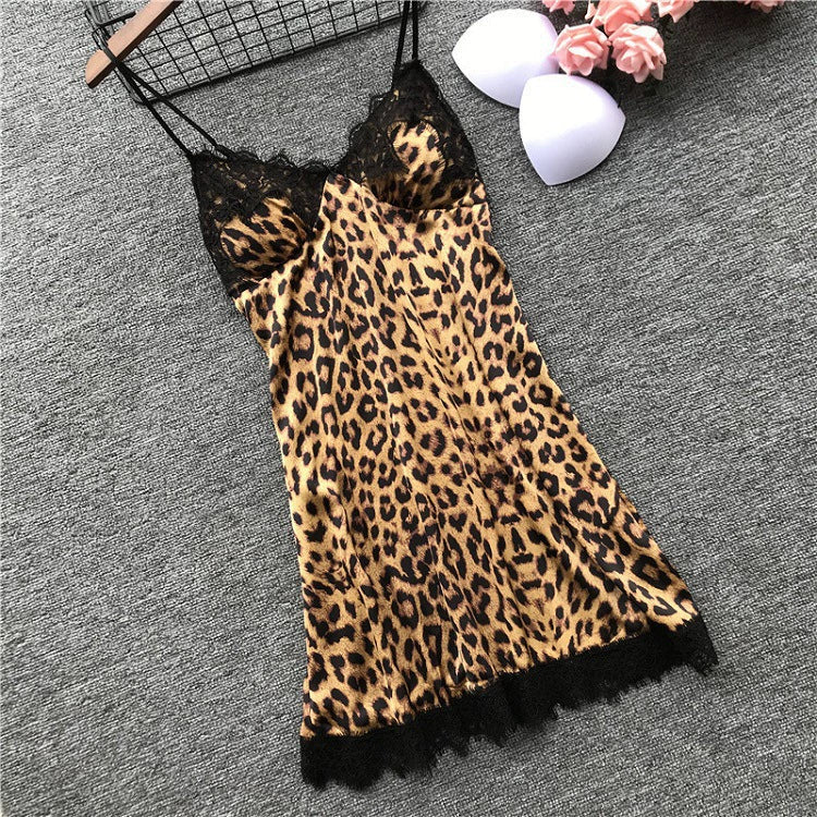 Leopard Lace Pajamas Three-piece Set