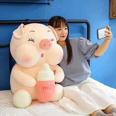 Baby bottle pig cute large pig doll plush toy Valentine's Day gift