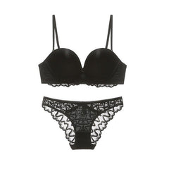 Satin Allover Lace Strappy Sheer Thin Padded Bralette Set