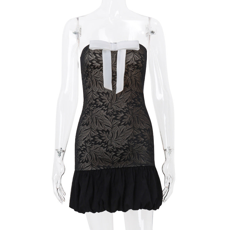 One-Shoulder Bow-Knot Tube Top Dress