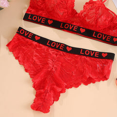 Red Plus Size Sexy Lace Bra Set