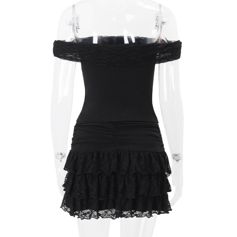 Off-Shoulder Tube Top And Ruffled Skirt Set