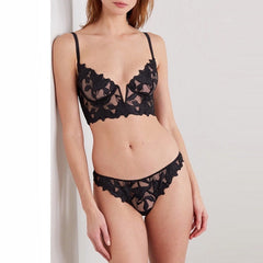 New Sexy Deep V Lace Mesh Corset Lingerie Set