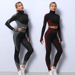 Sports Wear 3 Pcs Sports Set Seamless Yoga Suit Long Sleeves