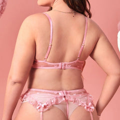 Plus Size Heart Print Three-Point Bra Set