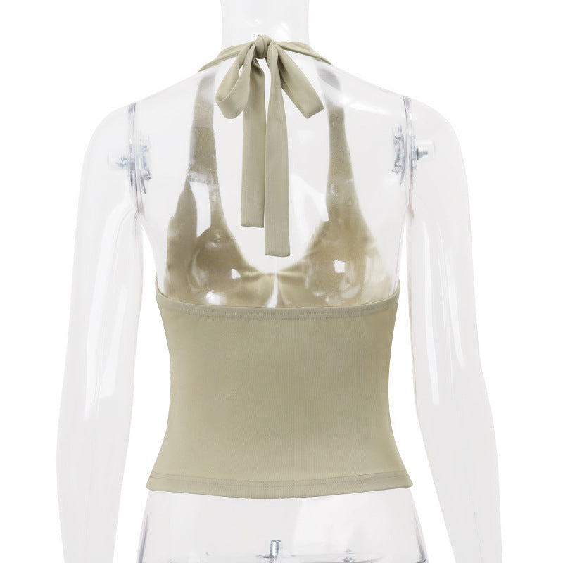 U-Neck Cross-Tie Halter Top