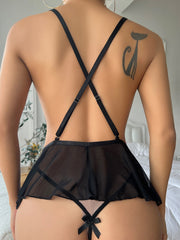 Deep V Allover Lace Sexy Chemise Set