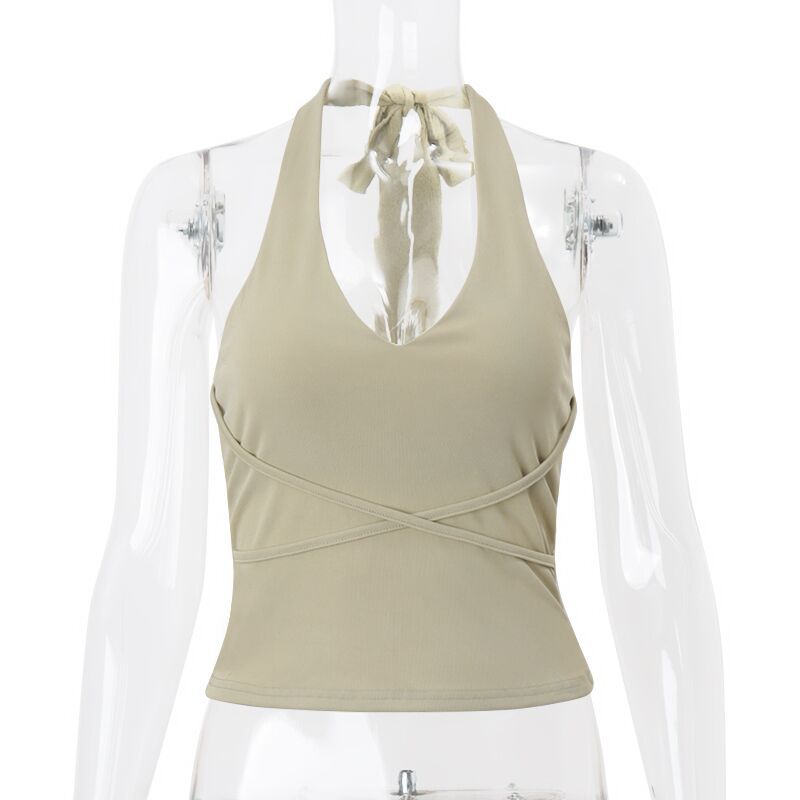 U-Neck Cross-Tie Halter Top