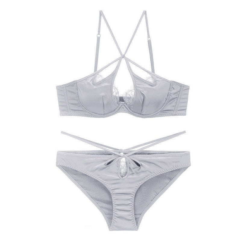 Satin Crossover Tie Soft Underwire Bralette Set