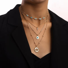 Flower Diamond Cross Pendant Necklace