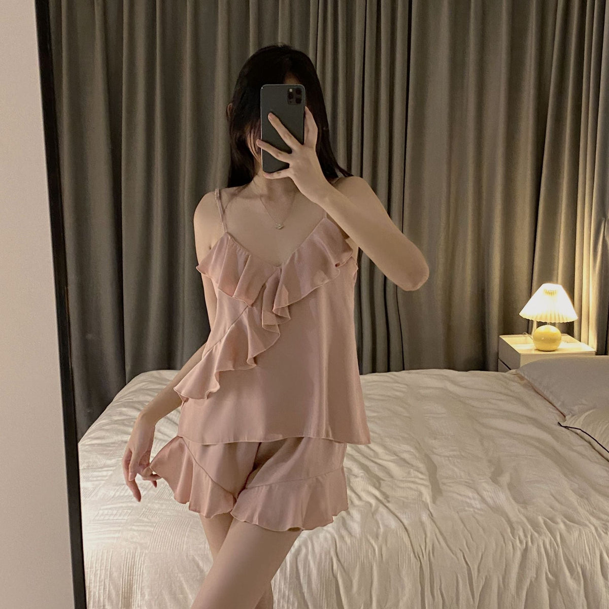 Sexy Ice Silk Pajamas Cami Sets