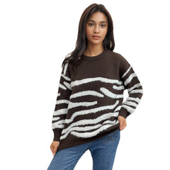 Zebra Pattern Grunge Oversized Knit Sweater