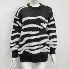 Zebra Pattern Grunge Oversized Knit Sweater